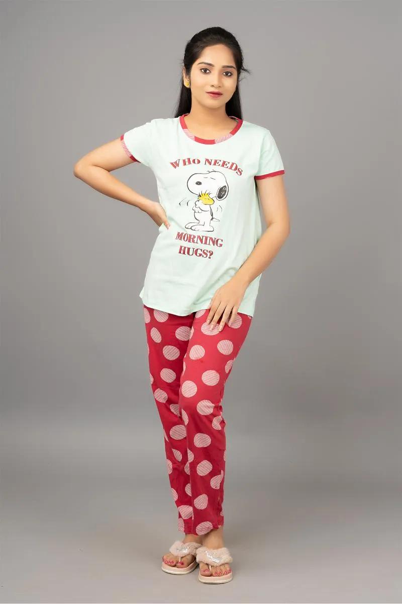 Cotton Printed Top With Pyjama Set for Women - product media