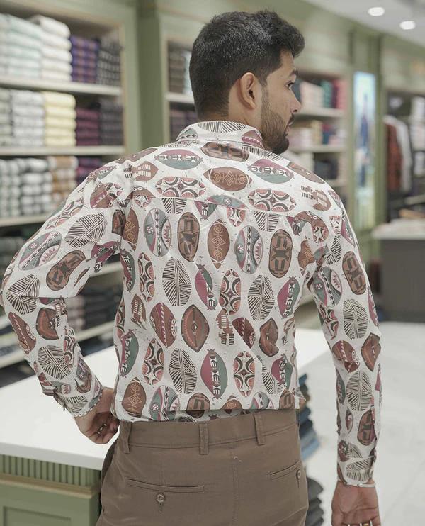 Cream-Brown Cotton-Blended Casual Shirt - product media